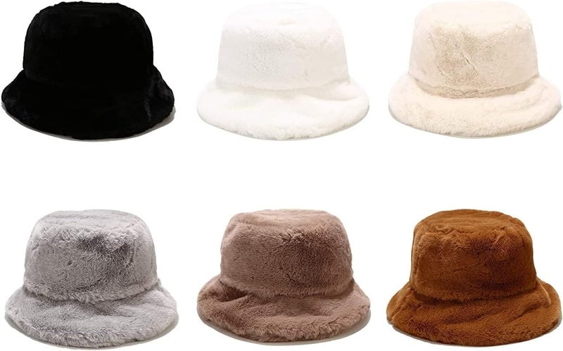 BEARUN Winter Faux Fur Furry Bucket Hat Fluffy Fuzzy Warm Hat Plush Fisherman Hat for Women Men Teens Girls - Image 2